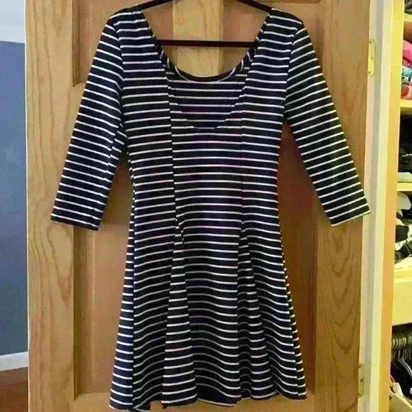 Free People Nautical & Knotty Dress Lace Striped Navy Blue - Picture 3 of 7